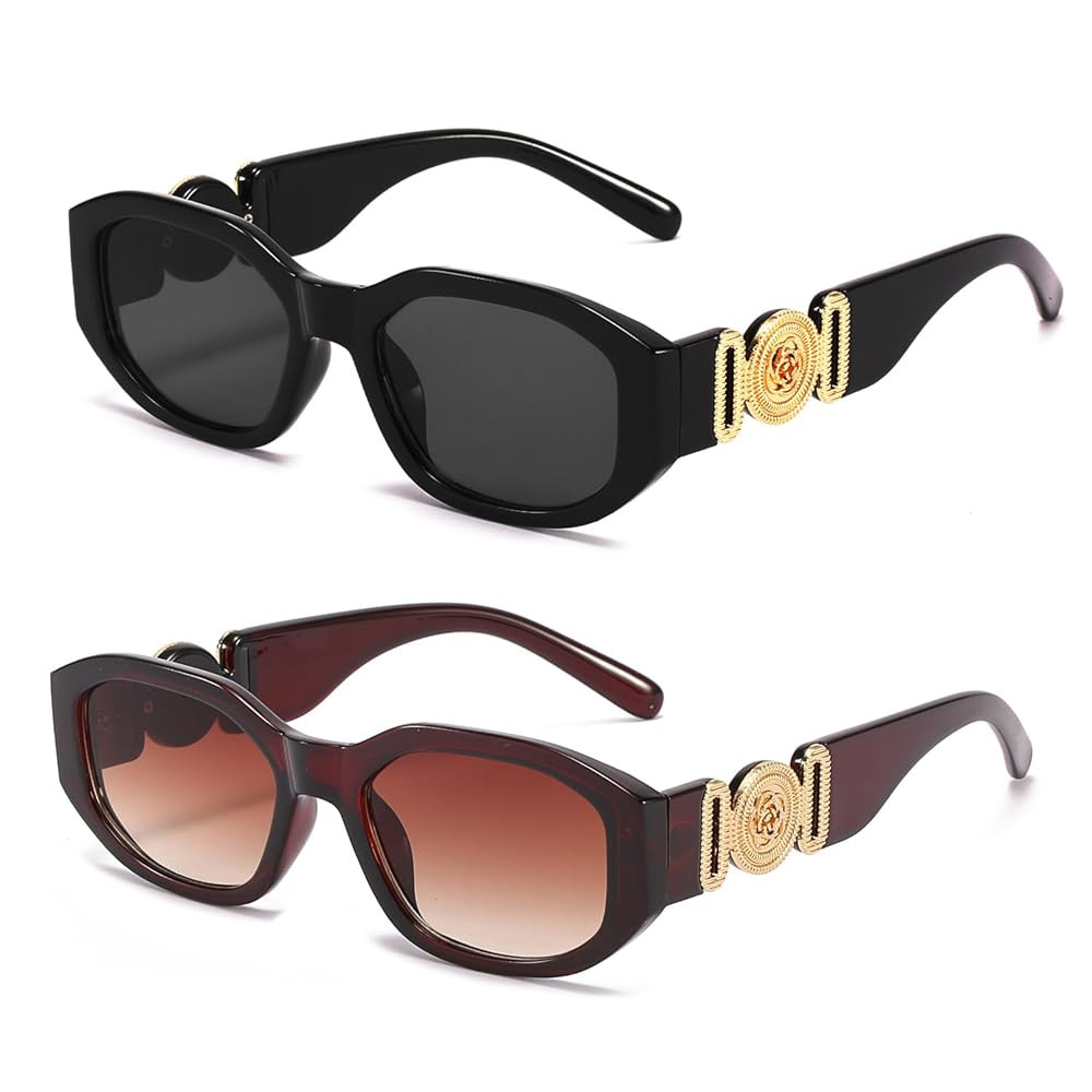 BUTABY Rectangle Sunglasses for Women Retro Driving Glasses 90’s Vintage Fashion Irregular Fram... | Amazon (US)