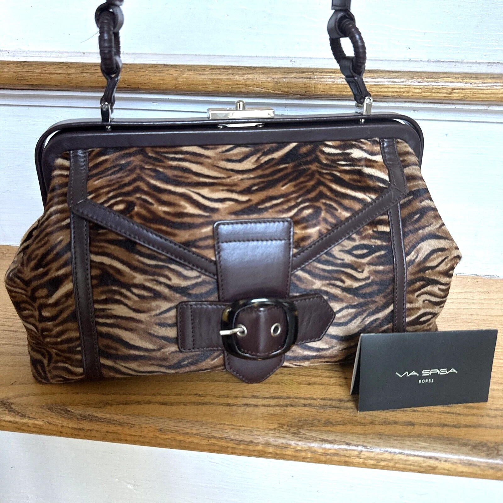 Via Spiga Borse Bag Brown Tiger Pattern with Dust Cover | eBay | eBay US