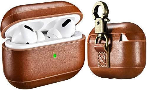 AirPods Pro Leather Case with Strap, ICARER Genuine Leather Portable Protective Shockproof Cover ... | Amazon (US)