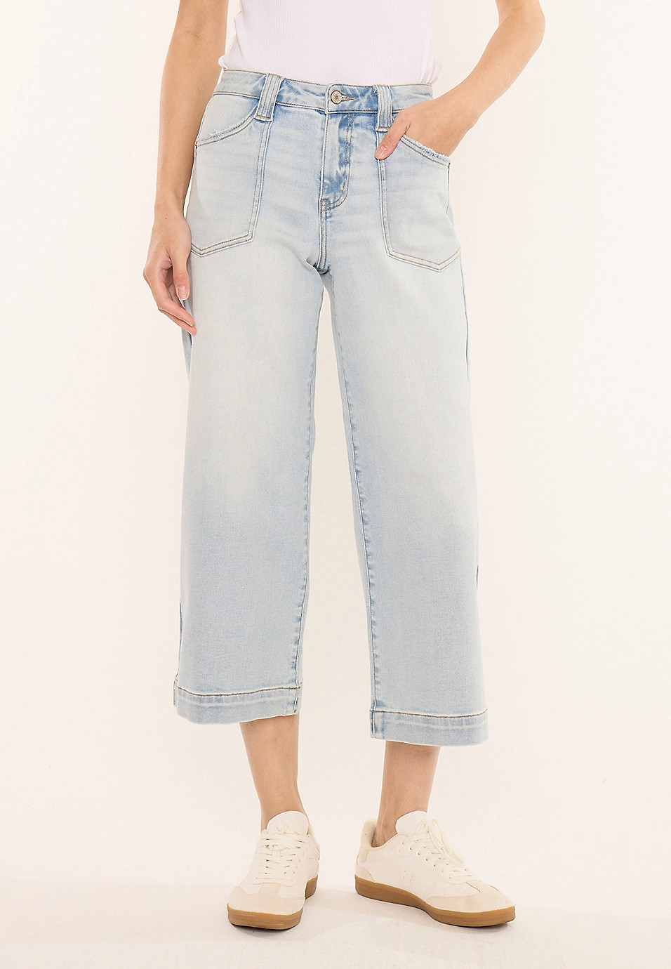 KanCan™ High Rise Patch Pocket Wide Leg Cropped Jean | Maurices