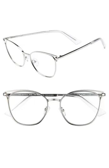 Women's The Bookclub The Dutiful And The Scammed 53Mm Reading Glasses - Silver/ Cellophane | Nordstrom