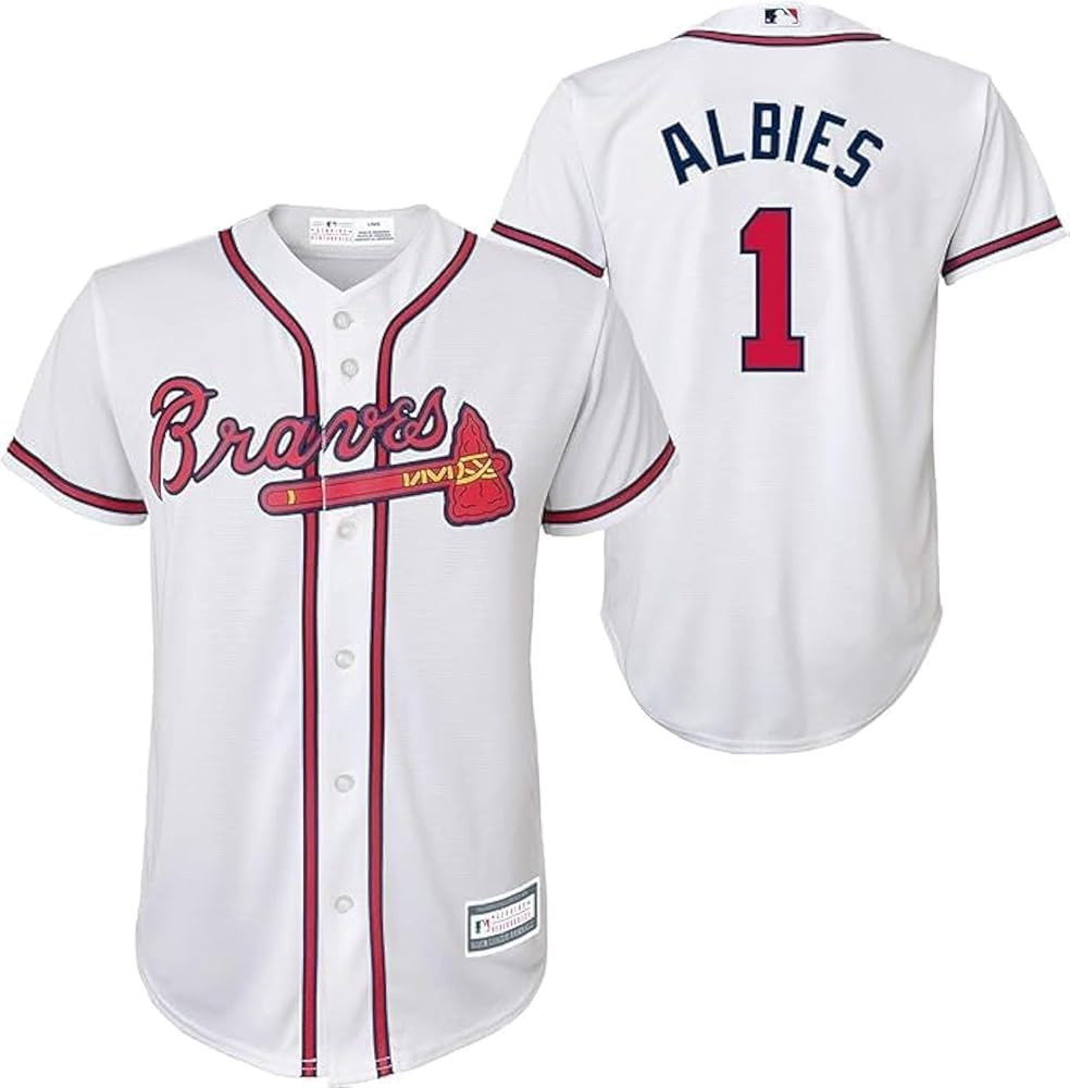 Outerstuff Ozzie Albies Atlanta Braves MLB Kids Youth 8-20 White Home Player Jersey | Amazon (US)