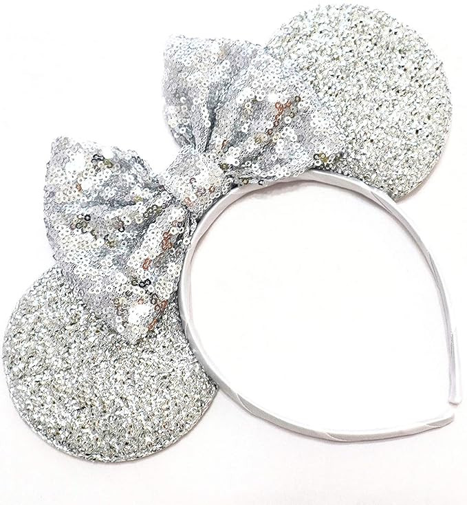 CLGIFT Silver Bridal Minnie Ears,I Do Minnie Wedding, Wedding minnie Ears, Silver Sequin Minnie E... | Amazon (US)