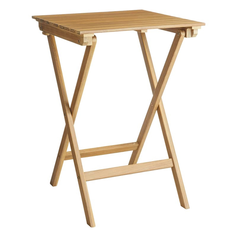 Acacia Wood Patio Folding Table, 23.6" | At Home