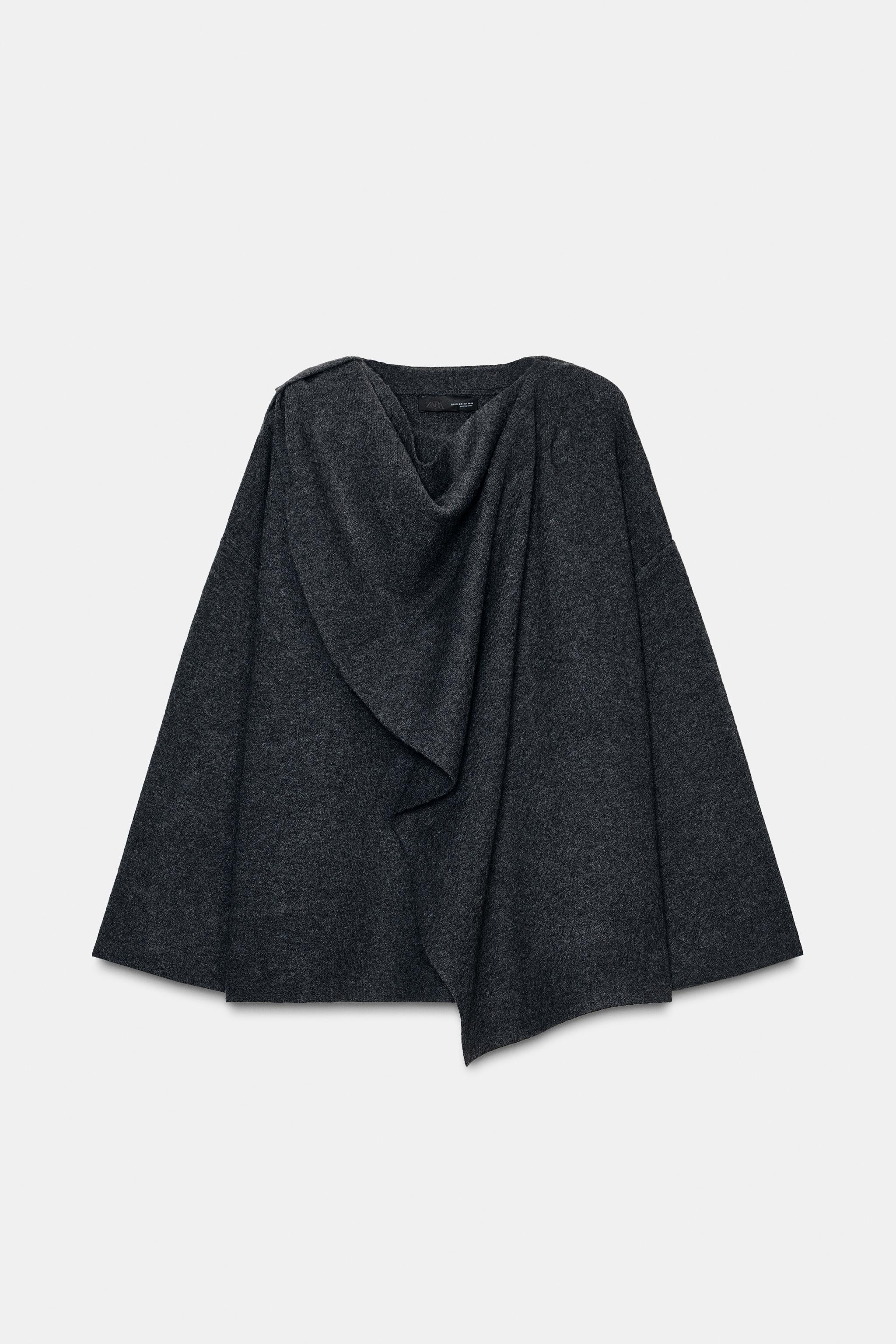 KNIT CAPE WITH SCARF DETAIL | Zara UK