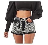 Seta Apparel Women's Stud Shorts, White, X-Large at Amazon Women’s Clothing store | Amazon (US)