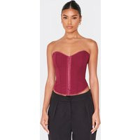 Burgundy Hook & Eye Corset | PrettyLittleThing US