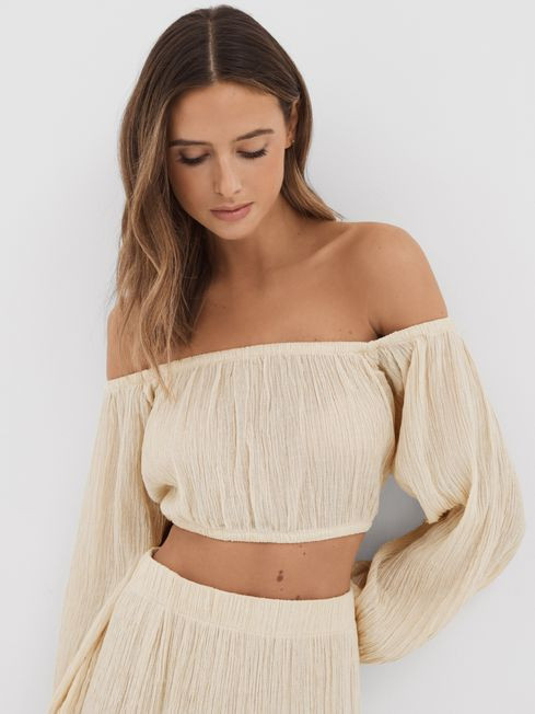 Savannah Morrow Silk Blend Cropped Top | Reiss UK