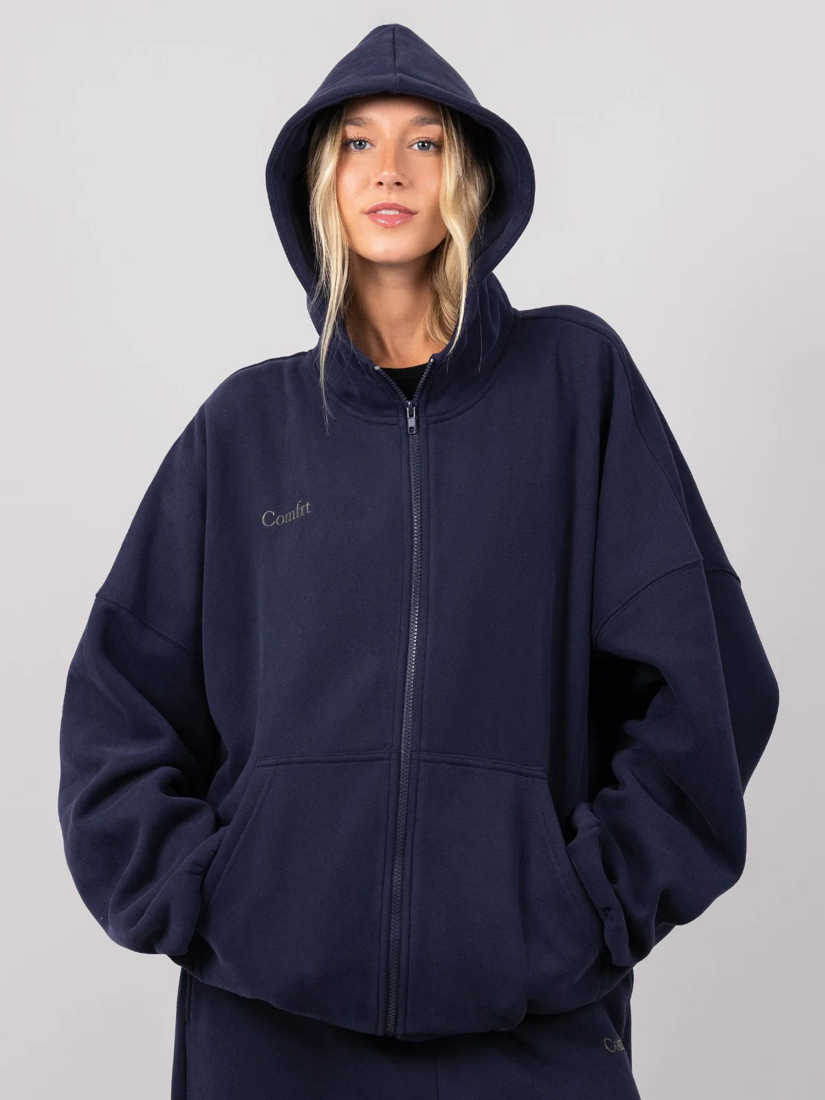 Comfrt Cloud Zip Hoodie | Navy | Navy | Oversized | XL | Comfrt