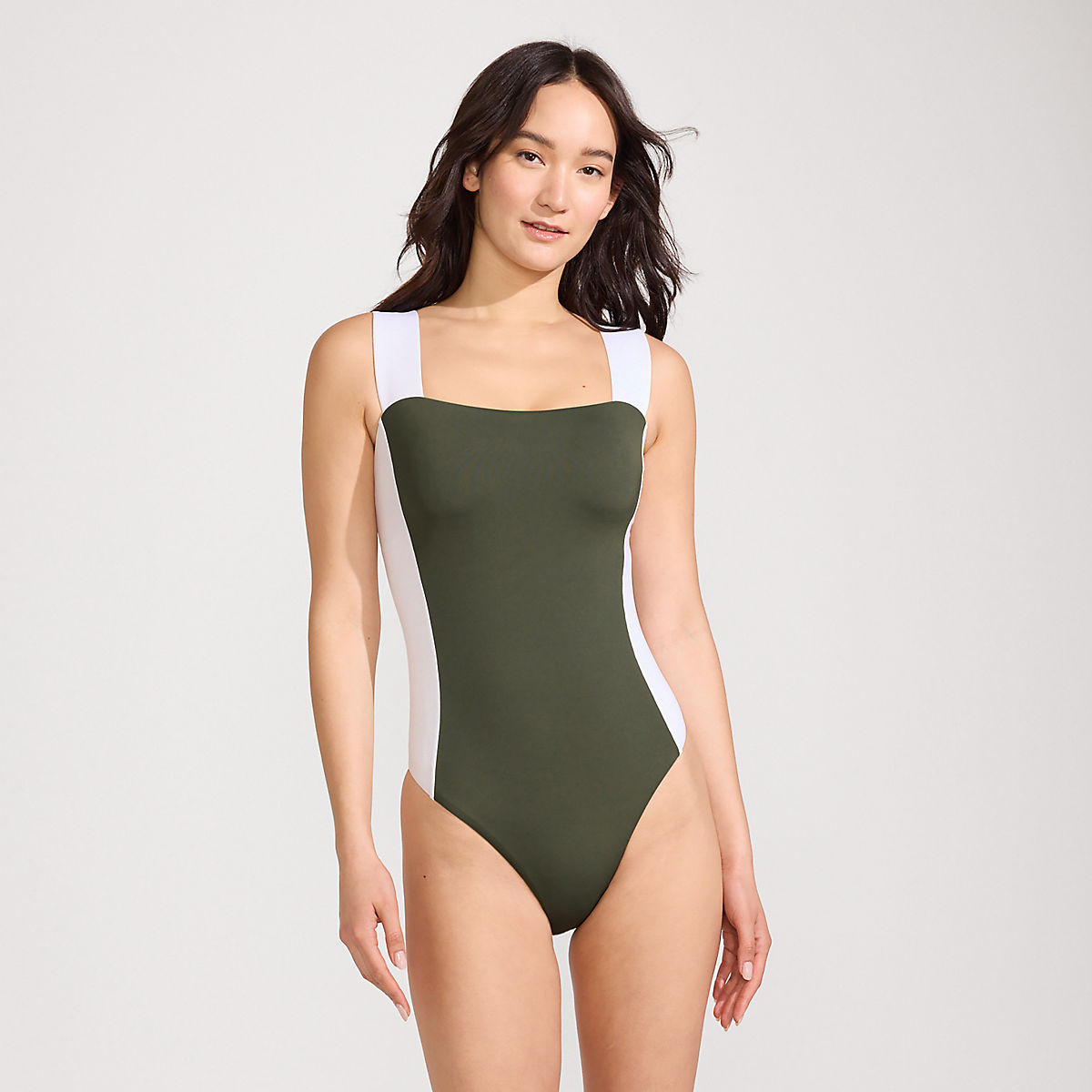 Women's Square Neck High Leg One Piece Swimsuit | Lands' End (US)