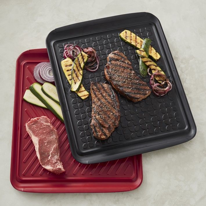 Grill Prep Trays, Set of 2, Extra Large, Red & Black | Williams-Sonoma