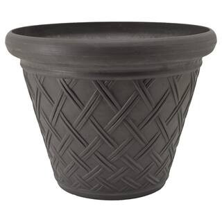 Arcadia Garden Products Basket Weave 18 in. x 14 in. Dark Charcoal PSW Pot MB46DC | The Home Depot