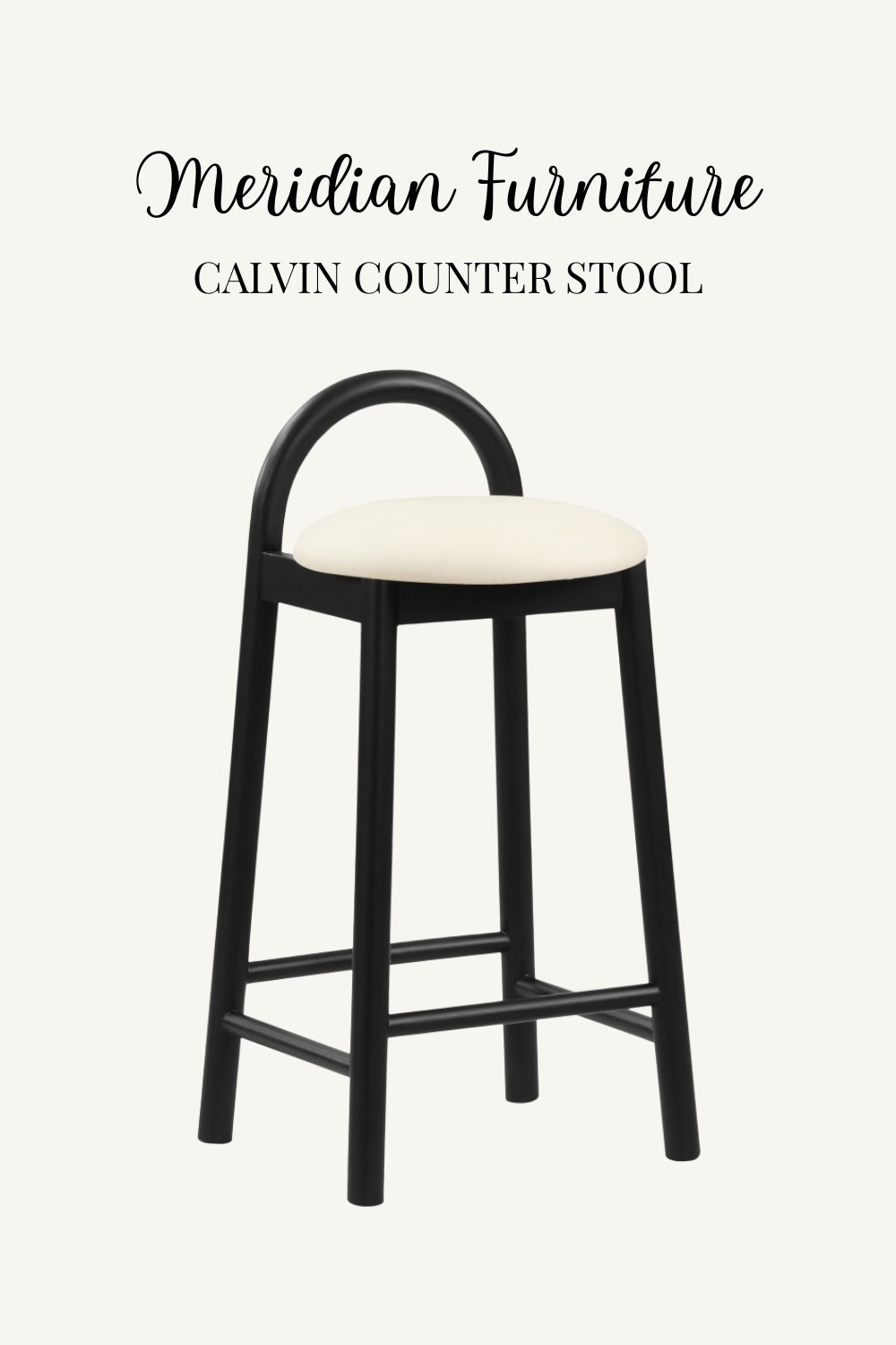 Shop the Meridian Furniture Calvin Counter Stool

A modern counter stool by Meridian Furniture with a black frame and cream upholstered seat. #MeridianFurniture #Stool