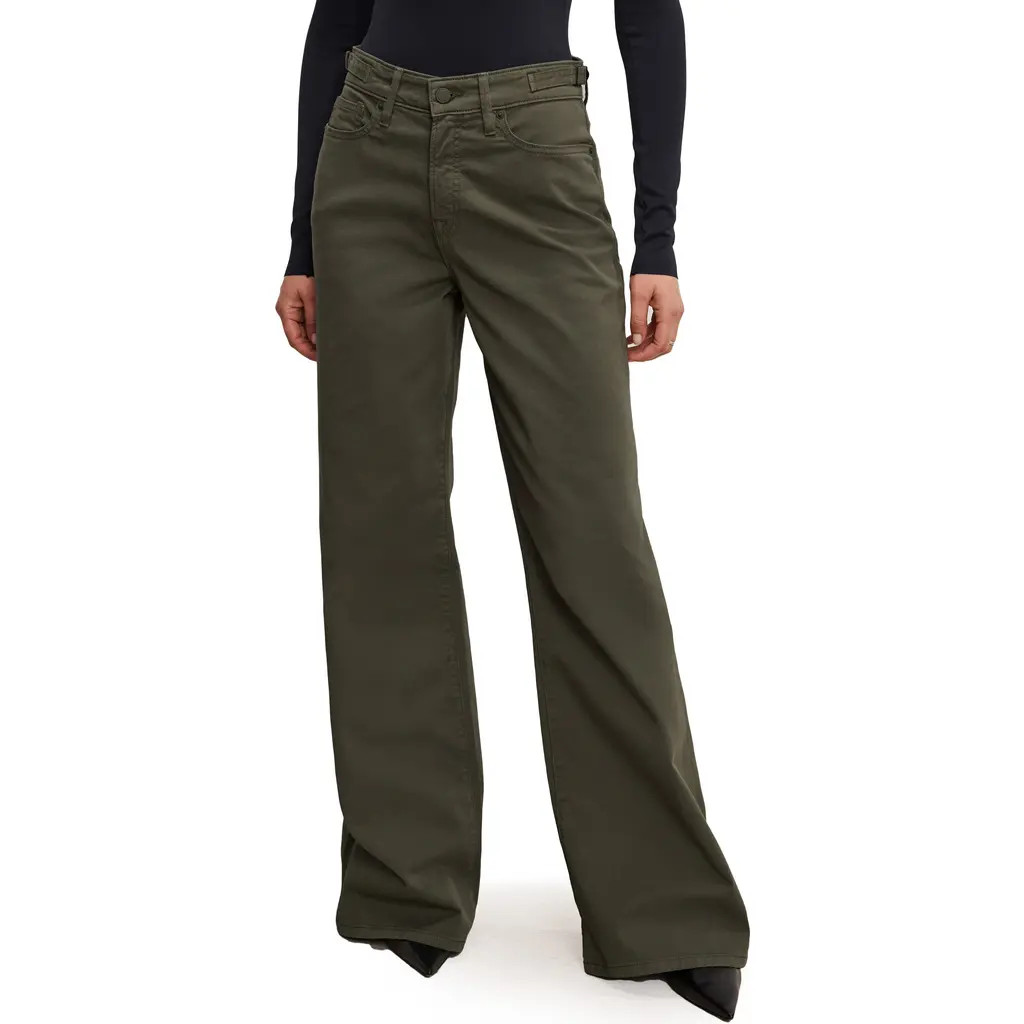 Good American Good Ease Wide Leg Twill Pants in Fatigue001 at Nordstrom, Size 2 | Nordstrom