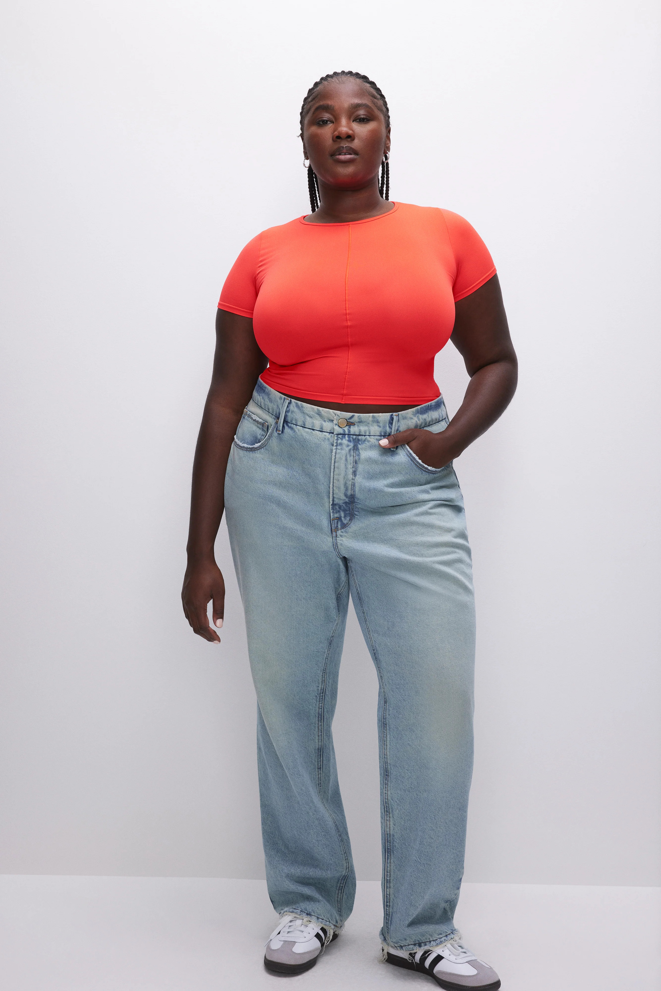 FITTED SEAMLESS TEE | FIERY CORAL 002 - GOOD AMERICAN | Good American