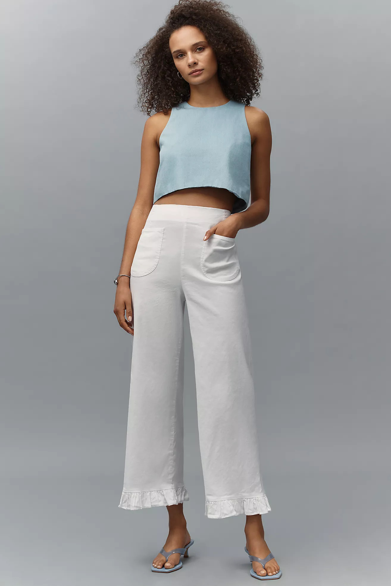 The Colette Magic Fabric Ruffled Crop Wide-Leg Pants by Maeve | Anthropologie (US)