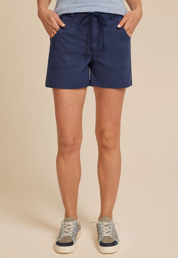 High Rise Stretch Twill Cargo 4.5in Short | Maurices