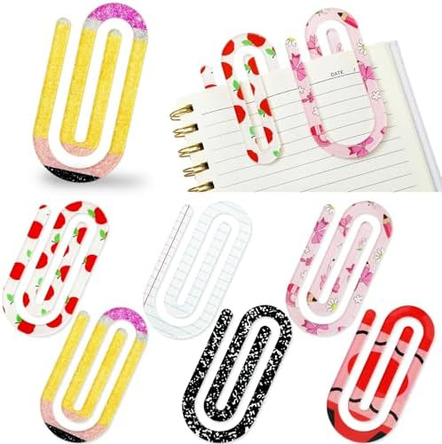 JarThenaAMCS 12 Pcs Jumbo Teacher Acrylic Paper Clips Teacher Appreciation Gift 6 Design Papercli... | Amazon (US)