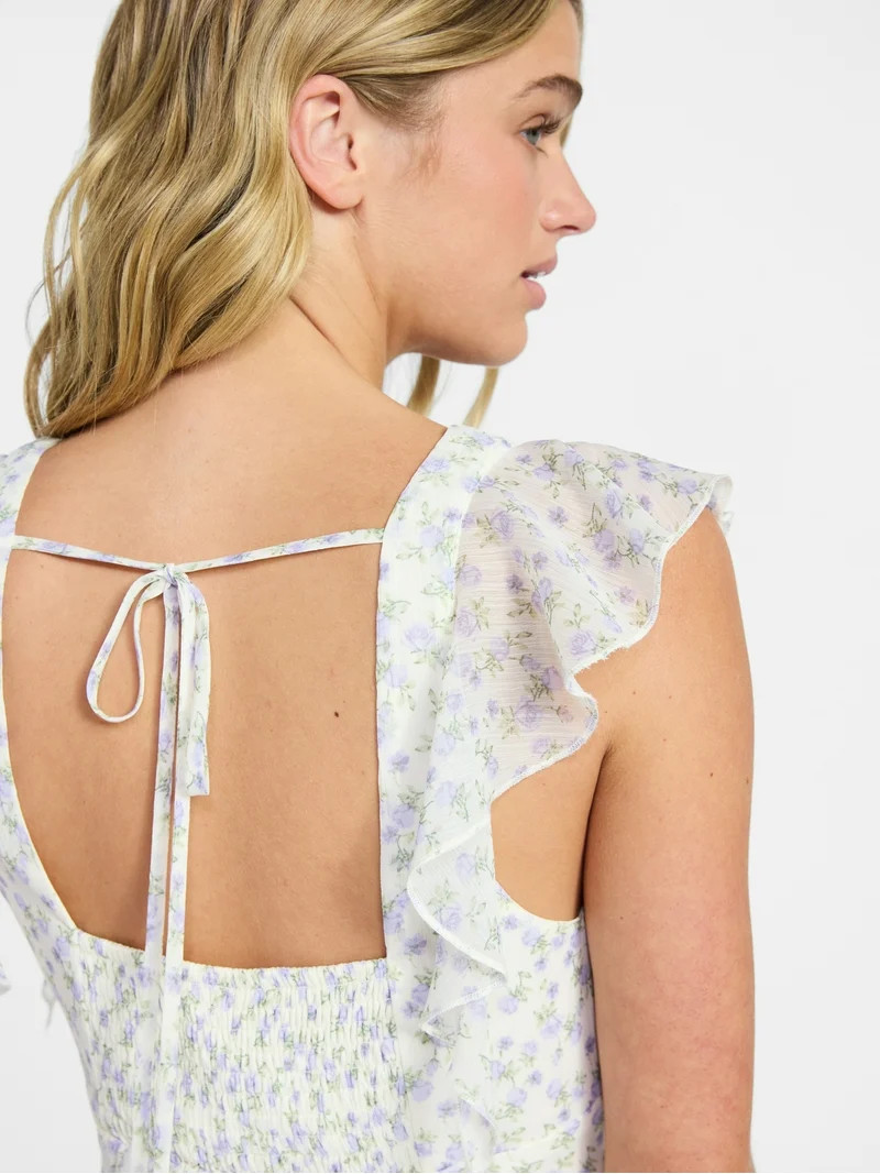 No Boundaries Flutter Sleeve Midi Dress, Women's XXS-XXL | Walmart (US)