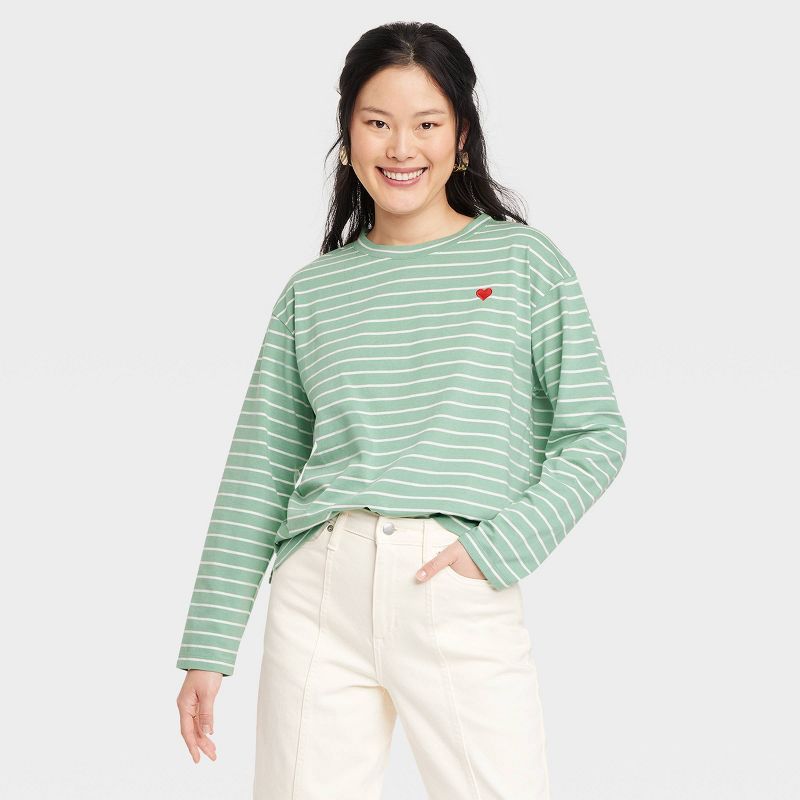 Women's Long Sleeve T-Shirt - A New Day™ Striped | Target