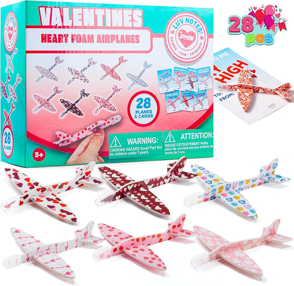 JOYIN 28 Pack Valentine's Day Greeting Cards with Foam Airplanes, Valentine Classroom Exchange, S... | Amazon (US)