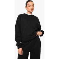 Womens Raglan Seam Oversized Sweatshirt - Black - S | boohoo (US & Canada)