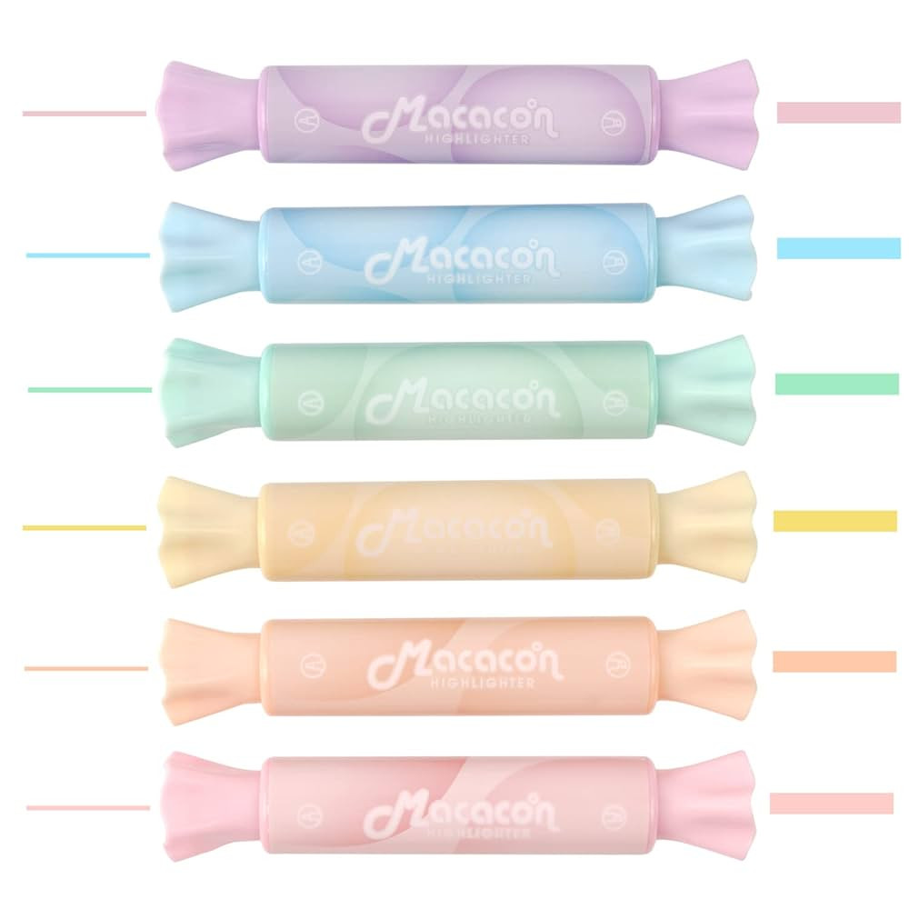 Candy Shape Highlighters, Assorted colors,Chisel Tip,Water Based,Quick Dry& Write Smoothly 6 Maca... | Amazon (US)