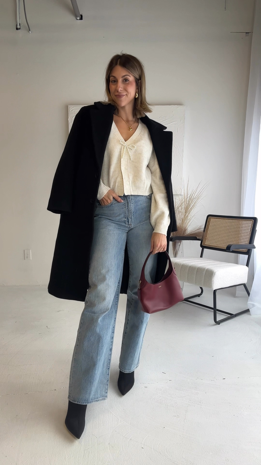 Holiday outfit idea 
Size medium H&M knit 
Size 27 jeans 
Size xs jacket 

#LTKwinter #LTKstyletip #LTKcanada