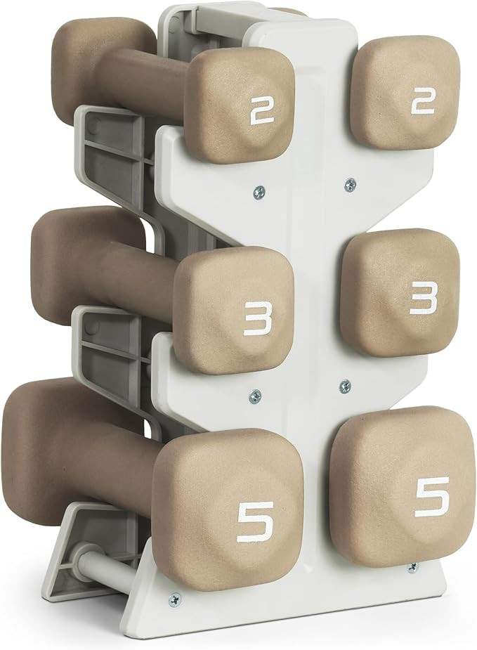 Tone Fitness Neoprene Dumbbell Set with Storage Rack – Non-Slip, Anti-Roll Hand Weights for Hom... | Amazon (US)