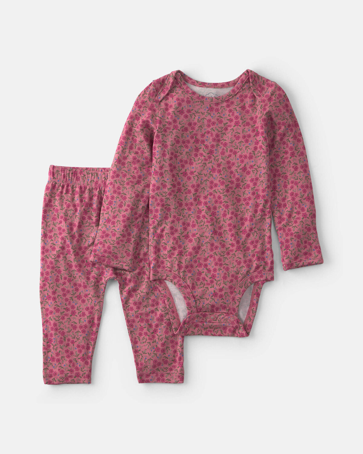 Baby Girl 2-Piece Floral PurelySoft™ Long-Sleeve Bodysuit & Pant Set - Pink | Carter's Inc