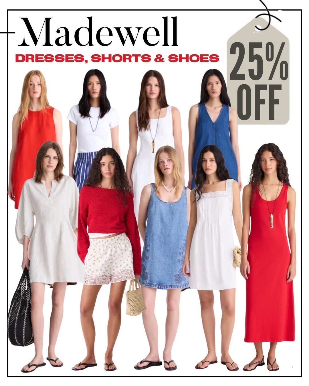 Madewell 25% OFF dresses, shorts and shoes with code LONGWEEKEND
