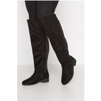 Kniehohe Stiefel In Schwarz Aus Wildlederimitat In Weiter E Bis Extraweiter eeepassform | Yours Clothing DE