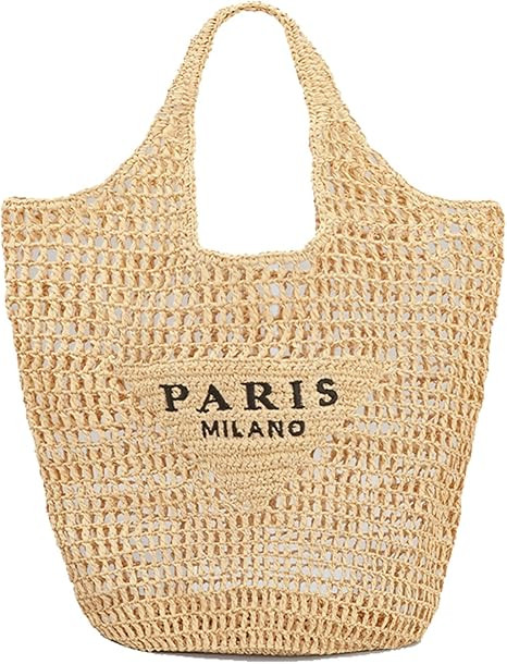 POOOPSSD New Woven Bag, Straw Mesh Tote Bag, Beach, Shoulder Bag, Hobo Women, Foldable Large Capa... | Amazon (US)