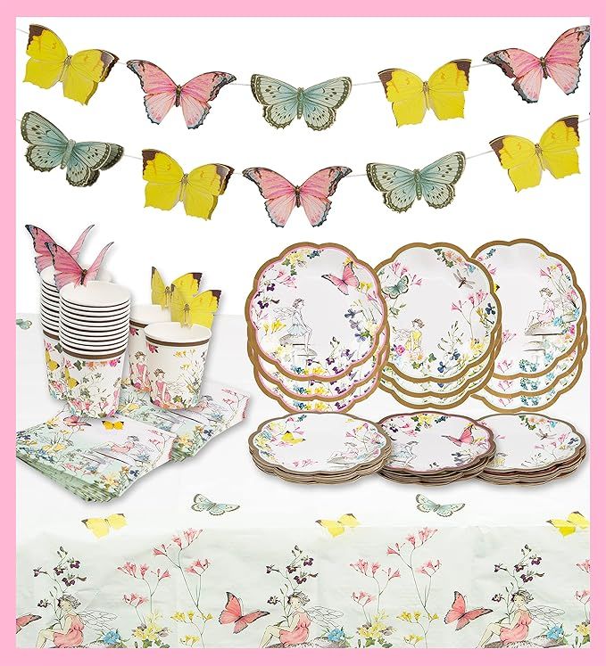 Talking Tables Fairy Party Decorations and Disposable Tableware for 16 Guests | Butterfly Bunting... | Amazon (US)