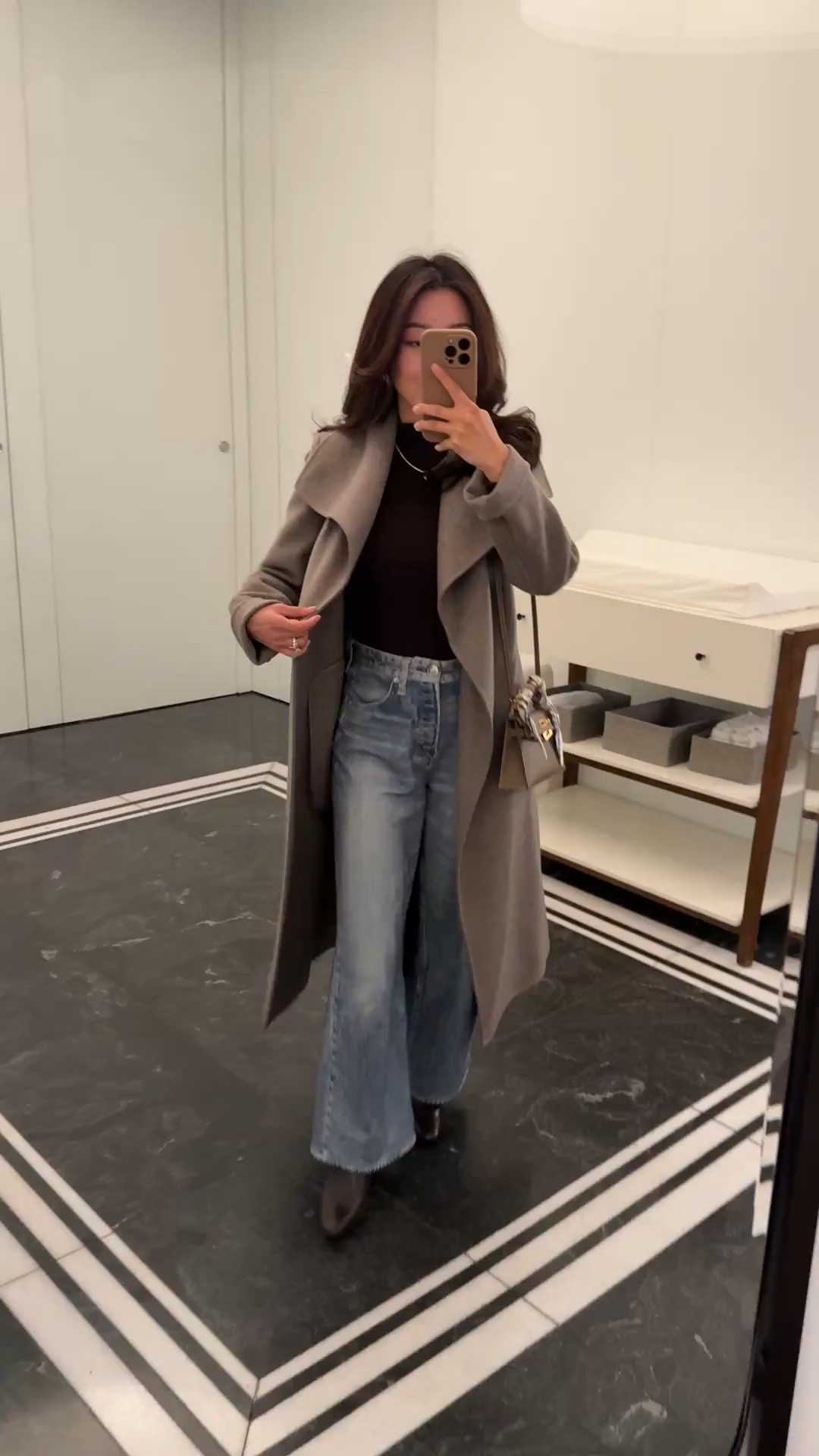 Sizing below! Recent outfits:
• Aritzia Portfolio Double Face (unlined) coat 2XS - on someone my height this is a long jacket, midi nearly maxi length. Collar is a more oversized wider statement collar with drape to it. unlined and double faced wool

• petite friendly Rag and Bone Miramar sweatpants Andi “scarlet” wash cropped jeans 23, size down at the waist! 

These have a 26.5 inseam, no hemming or shrinking needed for me. Only air dry bc machine drying will shrink the length.

• old Madewell turtleneck

Petite friendly jeans, wool coat, easy jean outfit

#LTKSeasonal #LTKPetite #LTKootd