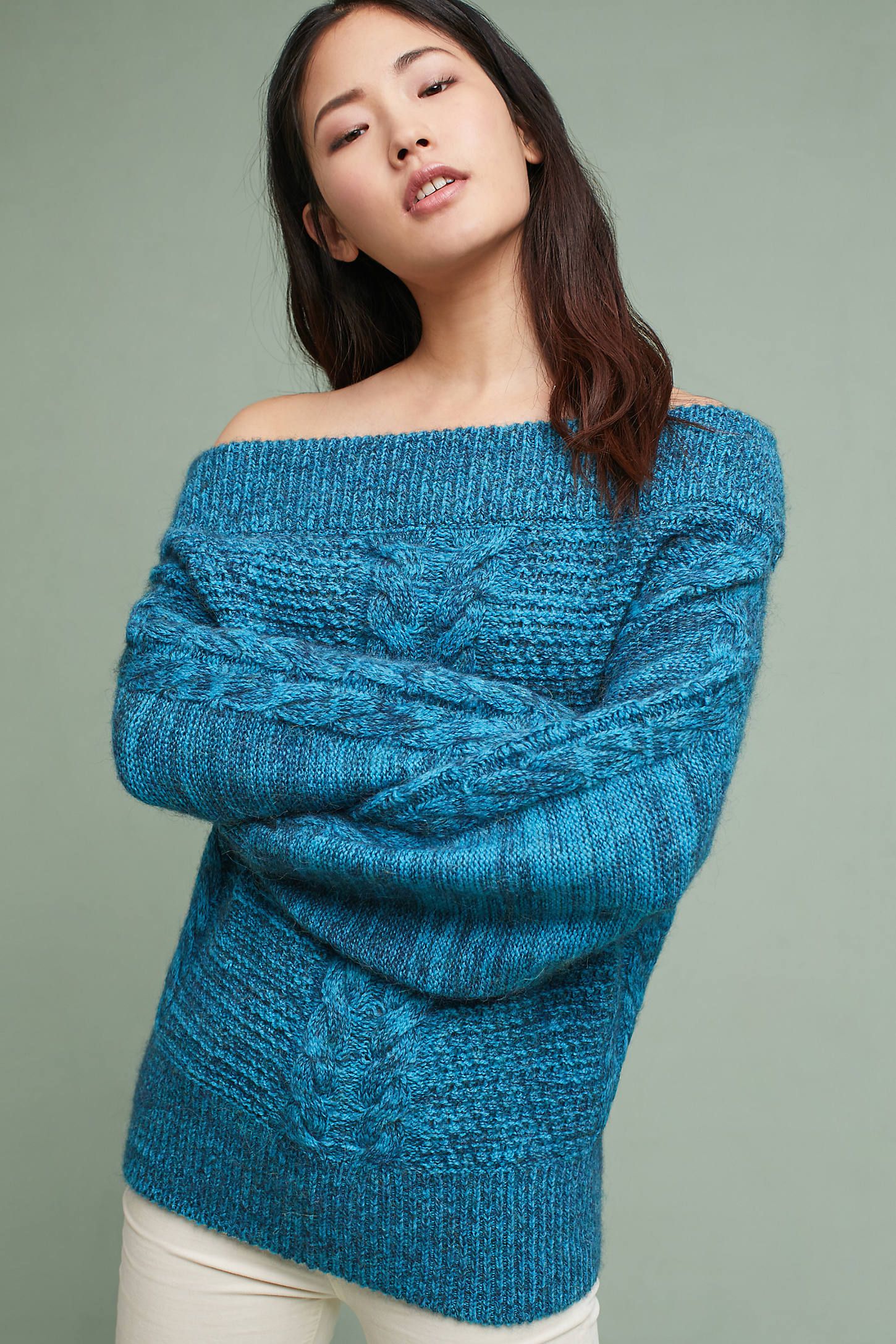 Off-The-Shoulder Cableknit Sweater | Anthropologie (US)