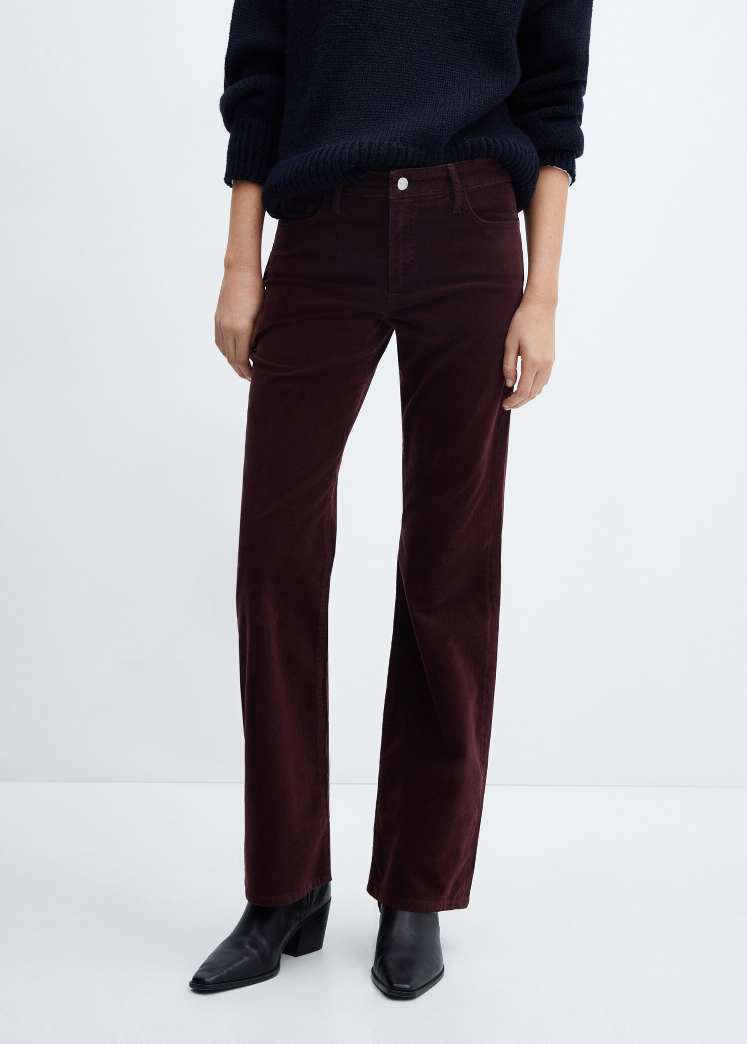 Mid-rise corduroy flared pants - Woman | MANGO USA | MANGO (US)