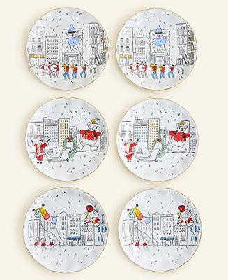 Macy's Thanksgiving Day Parade 2025 NYC Scenic Scalloped Appetizer Plate Set, Set of 6, Macy's Ex... | Macy's