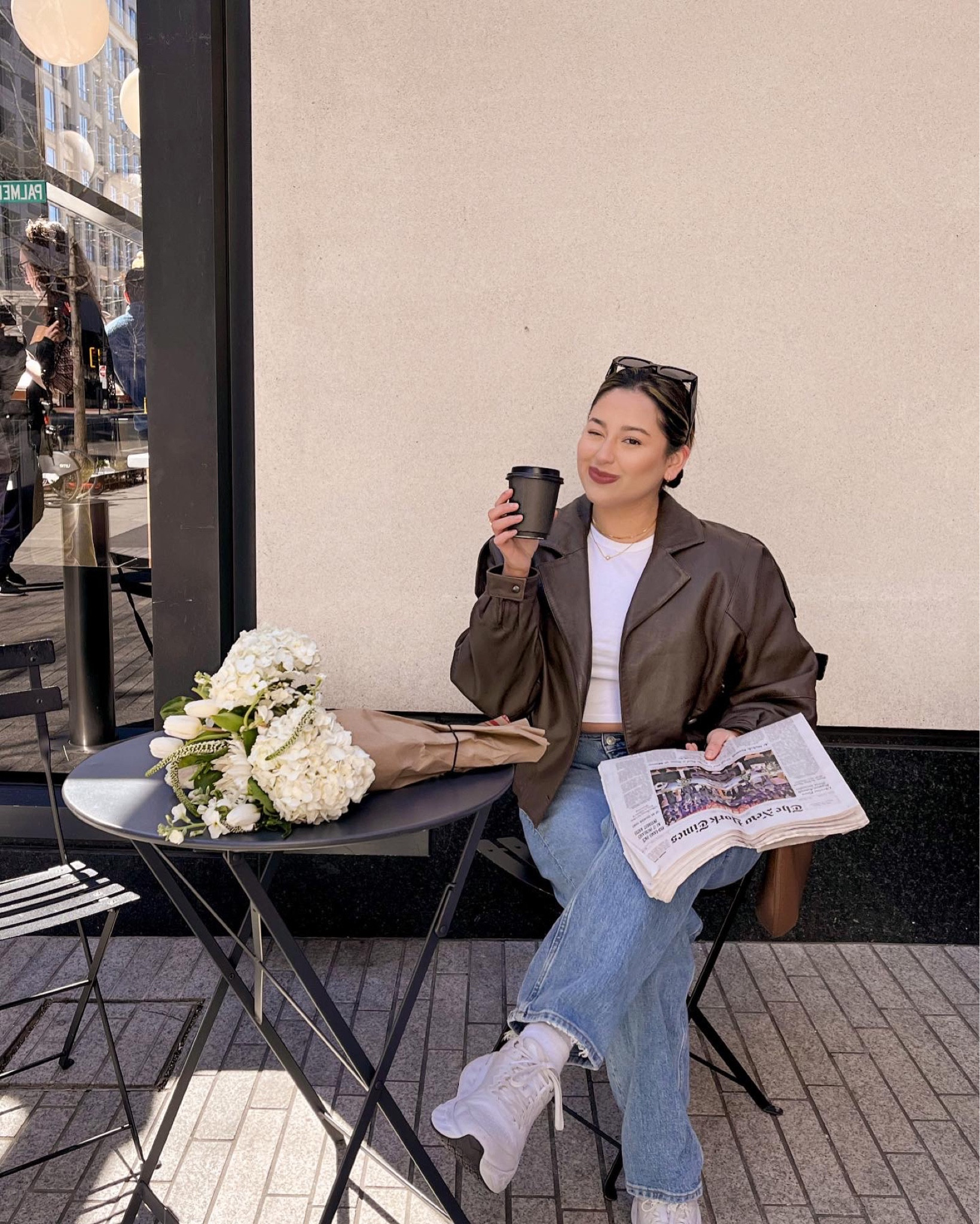 stockholm outfit, european outfit, brown leather jacket, denim,
abercrombie jeans, white baby tee, white crop top, hoka shoes, spring outfit, pinterest aesthetic 

#LTKSeasonal #LTKFind #LTKfit