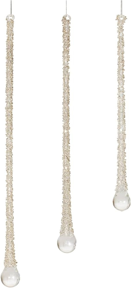 Melrose Christmas Icicle Drop Hanging Ornament, Set of 3, 10" H, 12" H, 13.5" H, Glass, Holiday S... | Amazon (US)