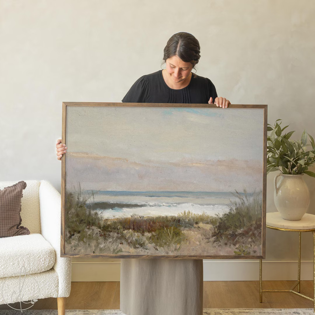 Framed Coastal Landscape Art | Beach Scene Canvas Print With Wooden Frame | N67 - Etsy | Etsy (US)