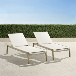 Frontgate Resort Collection™ Newport Weathered Teak Chaise Lounges, Set of Two | Frontgate