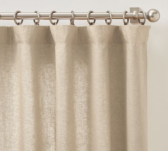 Custom Belgian Flax Linen Curtain - Dark Flax | Pottery Barn (US)