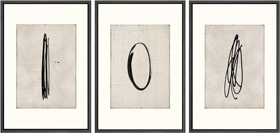 SIGNWIN Framed Canvas Print Wall Art Set Mid-Century Modern Paint Strokes Abstract Shapes Illustr... | Amazon (US)