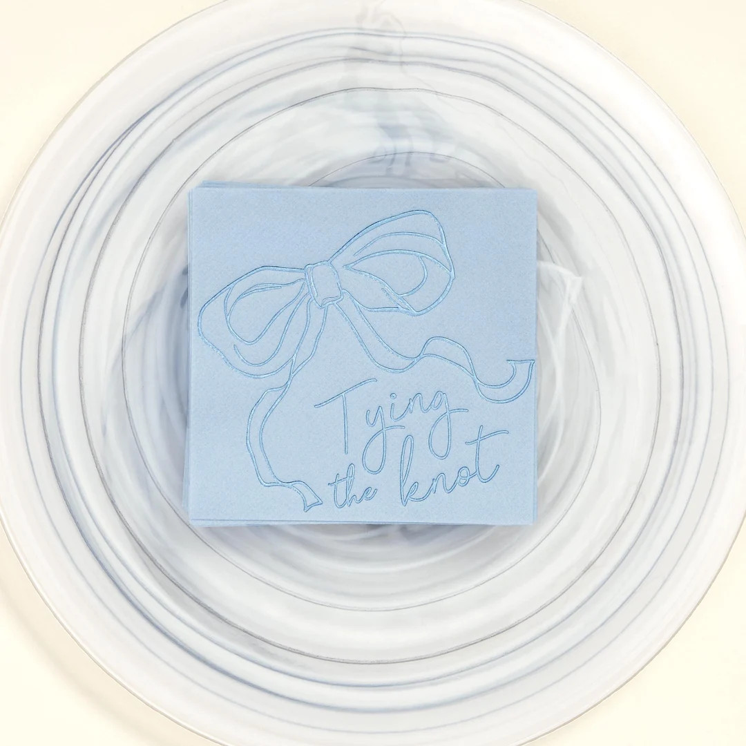 Blue Tying the Knot Party Napkins, Pack of 20, Cocktail Size Napkins With Bow Design, Bridal Show... | Etsy (US)