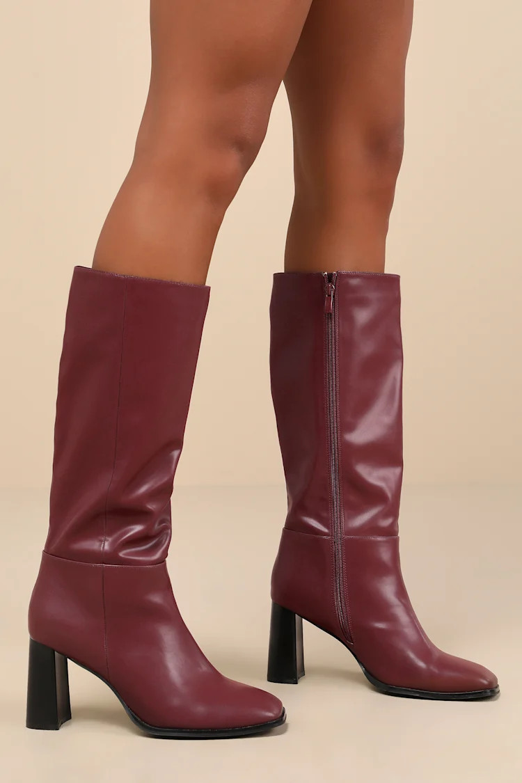 Reelee Oxblood Square Toe Knee-High Boots | Lulus