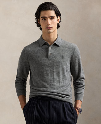 Men's Wool Polo-Collar Sweater | Macy's