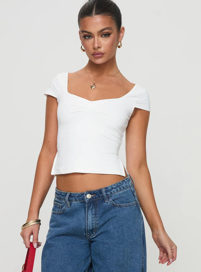 Rehna Short Sleeve Top White | Princess Polly US