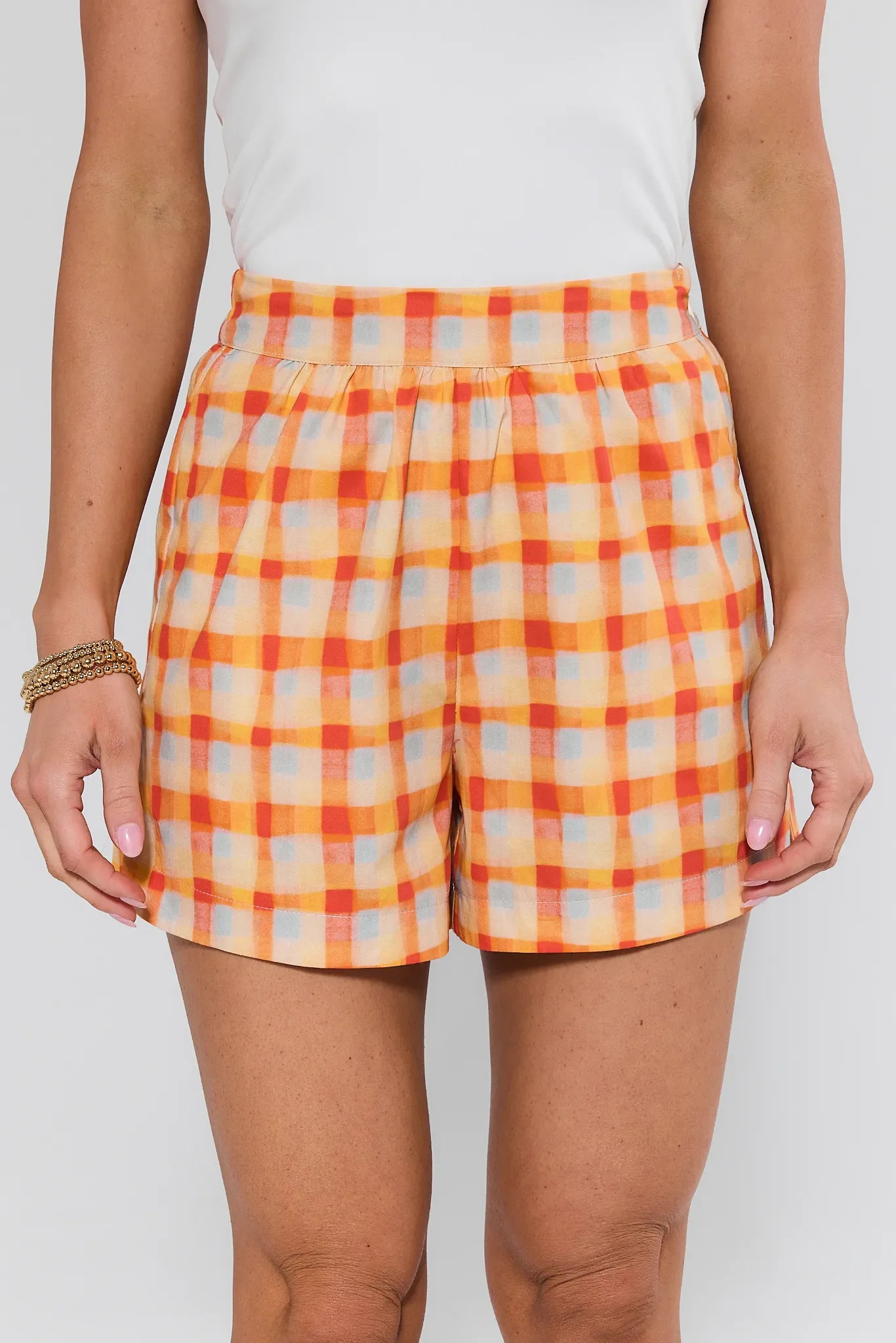 Lynlee Orange Plaid Shorts | Avara