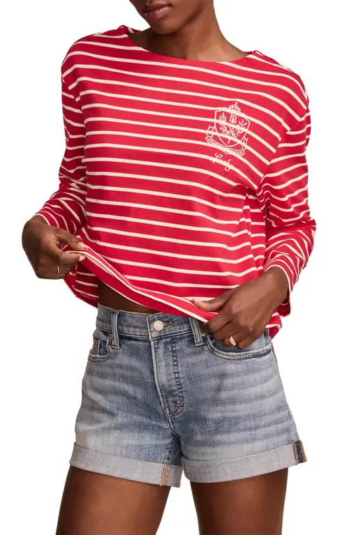 Lucky Brand Sailor Stripe Long Sleeve T-Shirt in Red Stripe at Nordstrom, Size X-Small | Nordstrom
